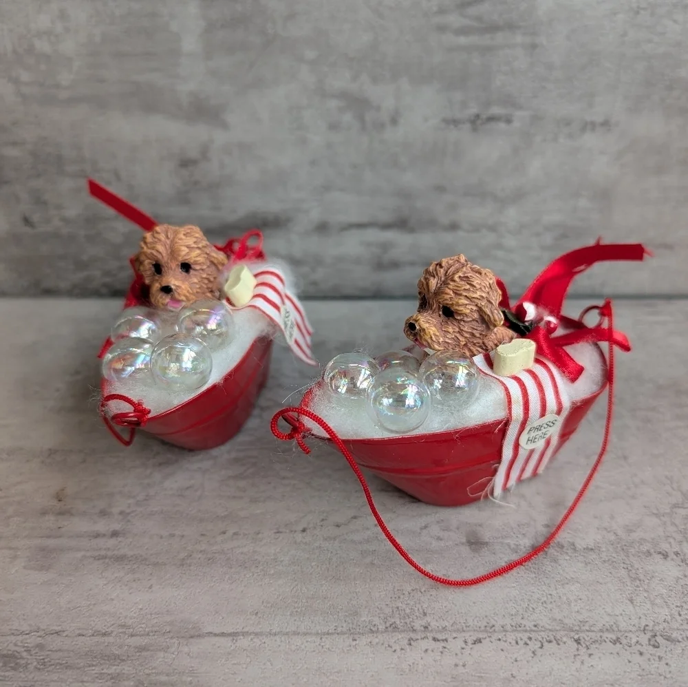 The San Francisco Music Box Company Puppy Dog in Bubble Bath Christmas Ornaments